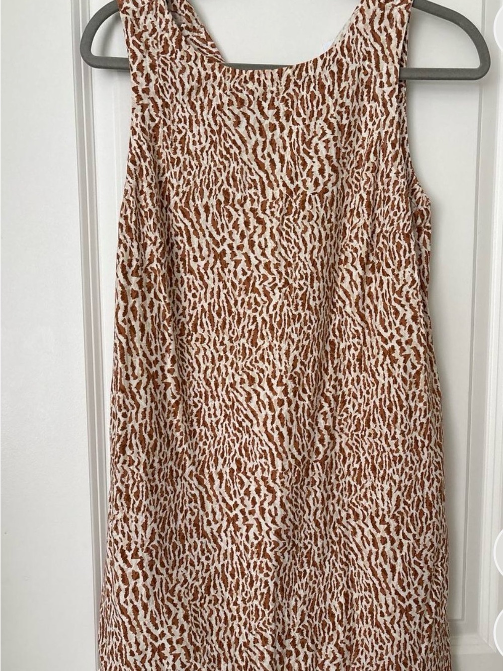Women's Brown and White Printed Dress